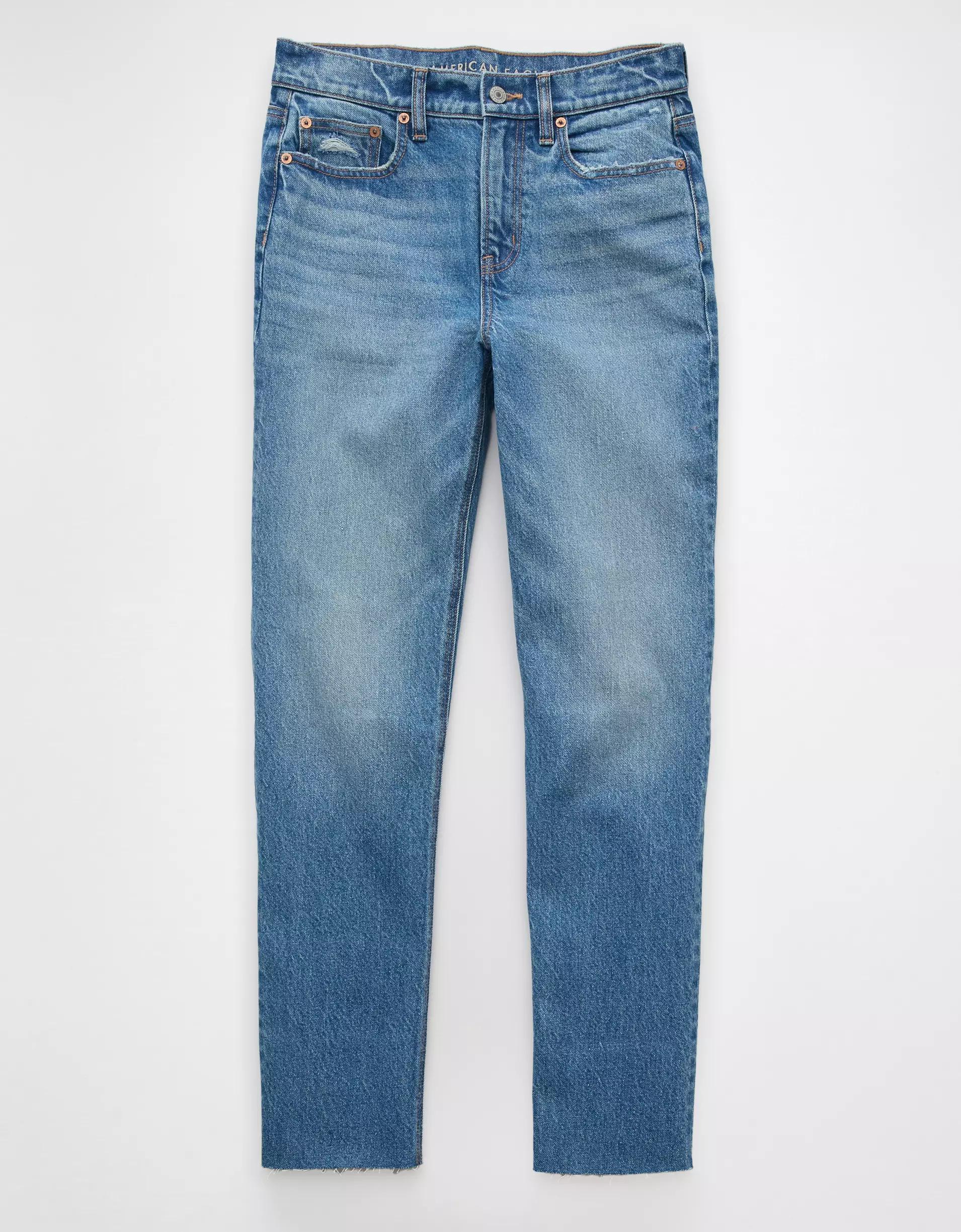 AE Stretch Super High-Waisted Ankle Straight Jean Product Image