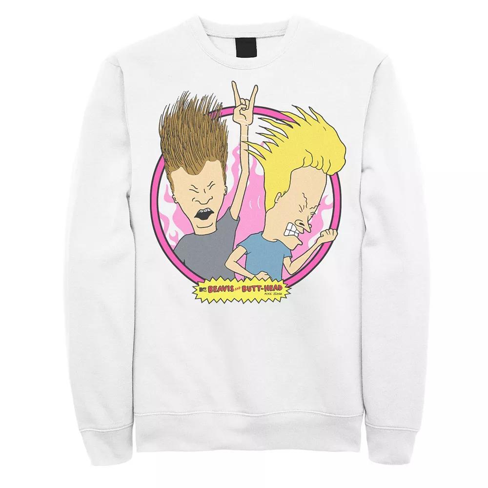 Men's Beavis & Butthead Rock N Roll Circle Portrait Sweatshirt,  Product Image