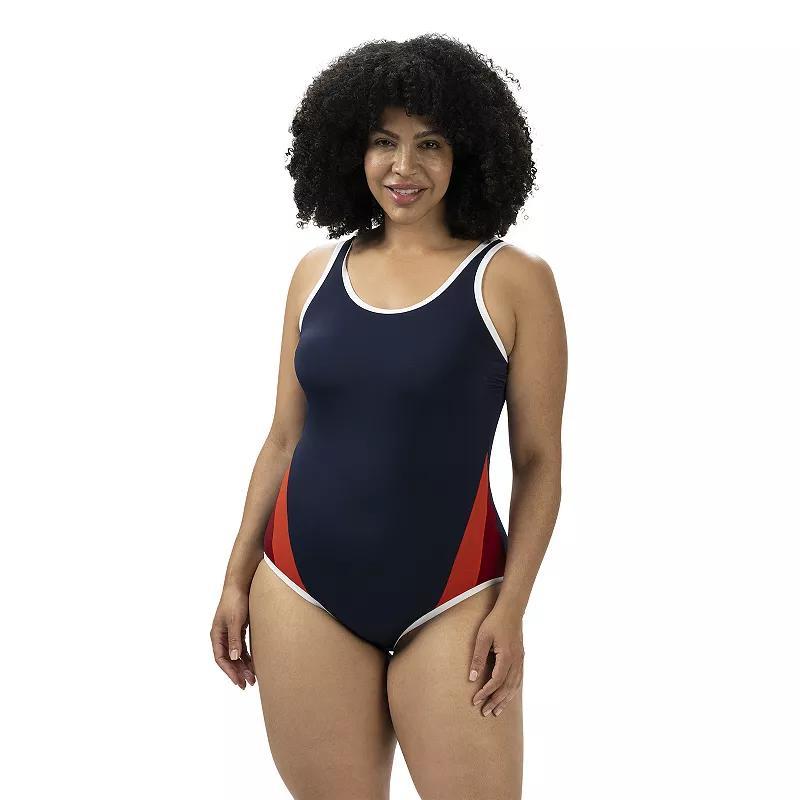 Women's Dolfin Aquashape Color Block Scoopback One-Piece Swimsuit, Size: 12, Black Product Image