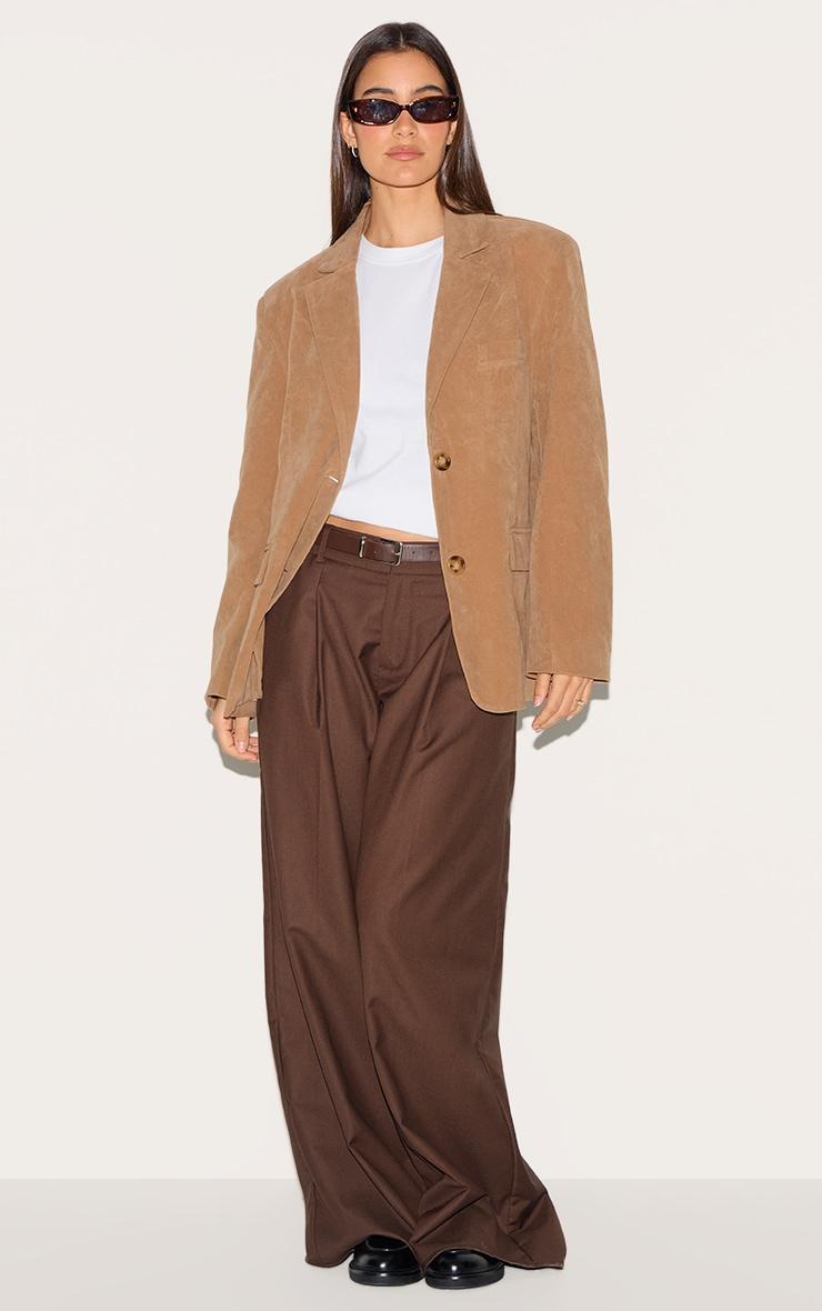 Tan Faux Suede Longline Blazer Product Image