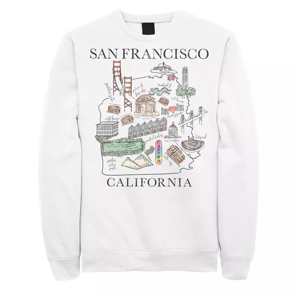 Men's Trendy San Francisco Cartoon Map & landmarks Sweatshirt,  Product Image