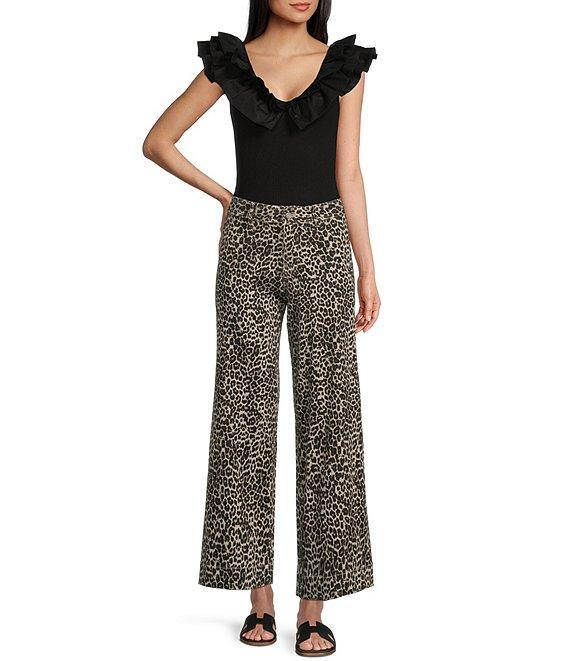 Prosperity Denim High Rise Leopard Print Trouser Jeans Product Image