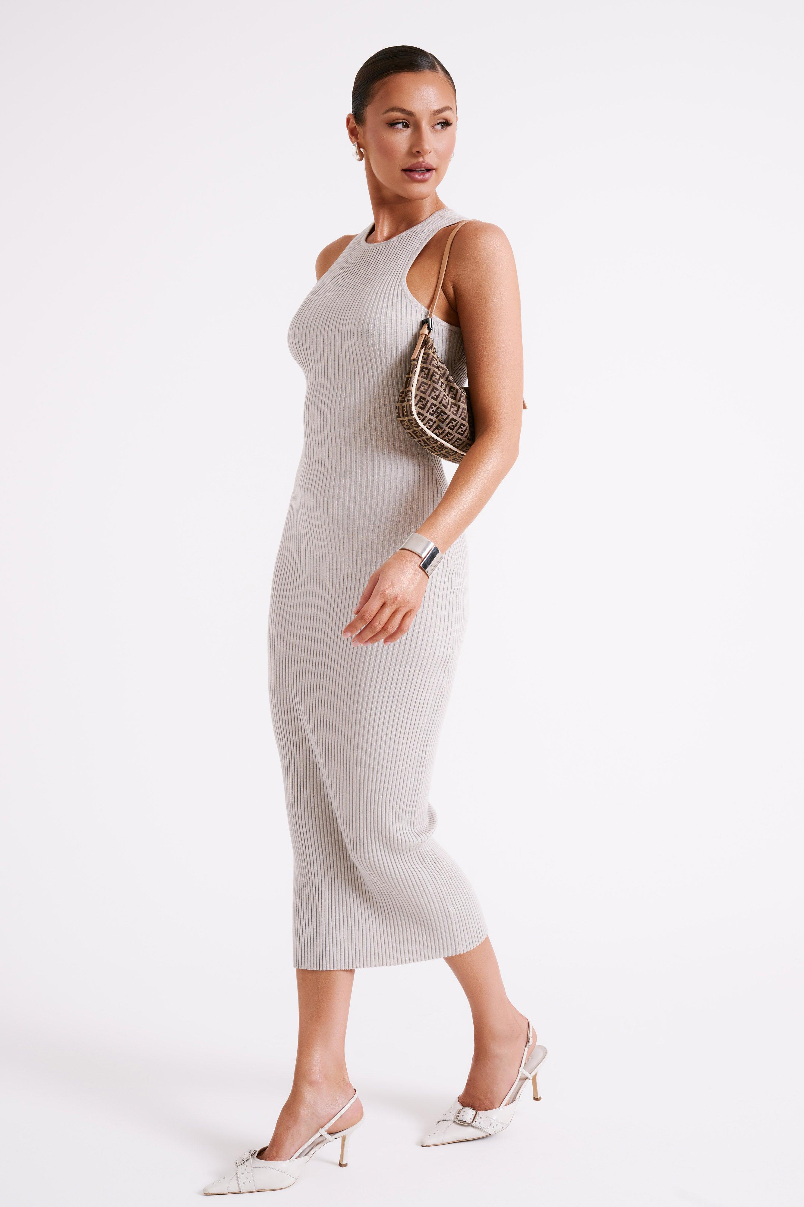 Sienna Knit Midi Dress - Grey Product Image