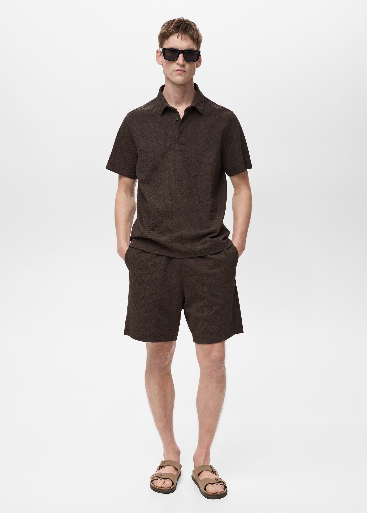 Seersucker shorts with drawstring - Men | MANGO USA Product Image