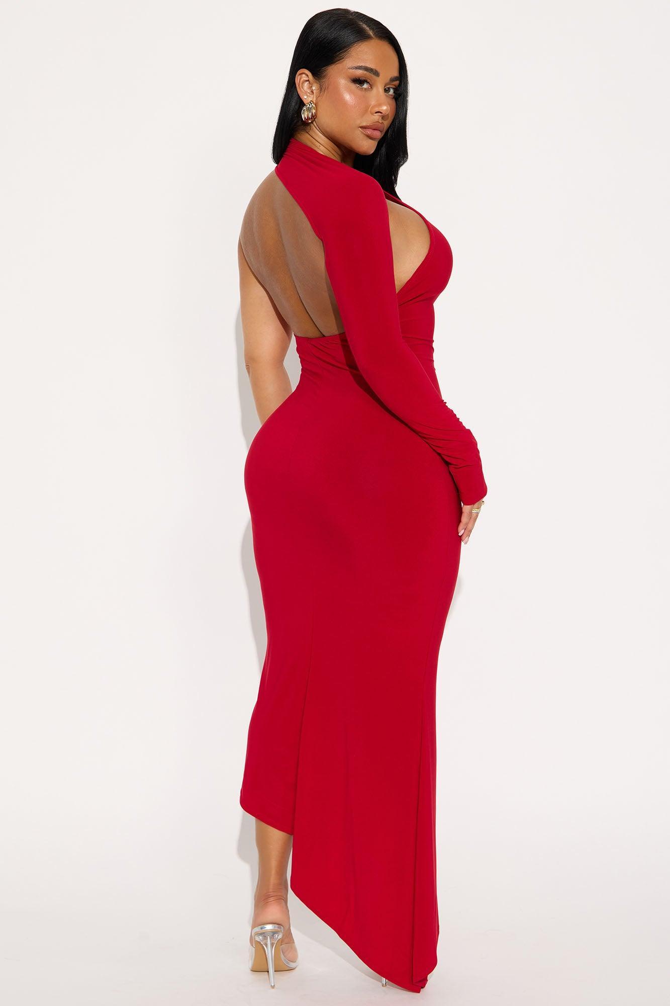 Marlene Long Sleeve Maxi Dress - Red Female Product Image