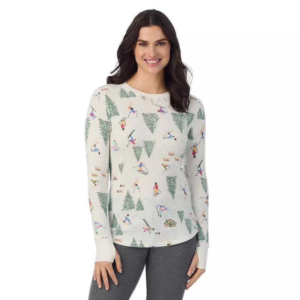 Women's Cuddl Duds® Cozy Stretch Thermal Long Sleeve Crew Top, Size: Small, Ski Chalet Product Image