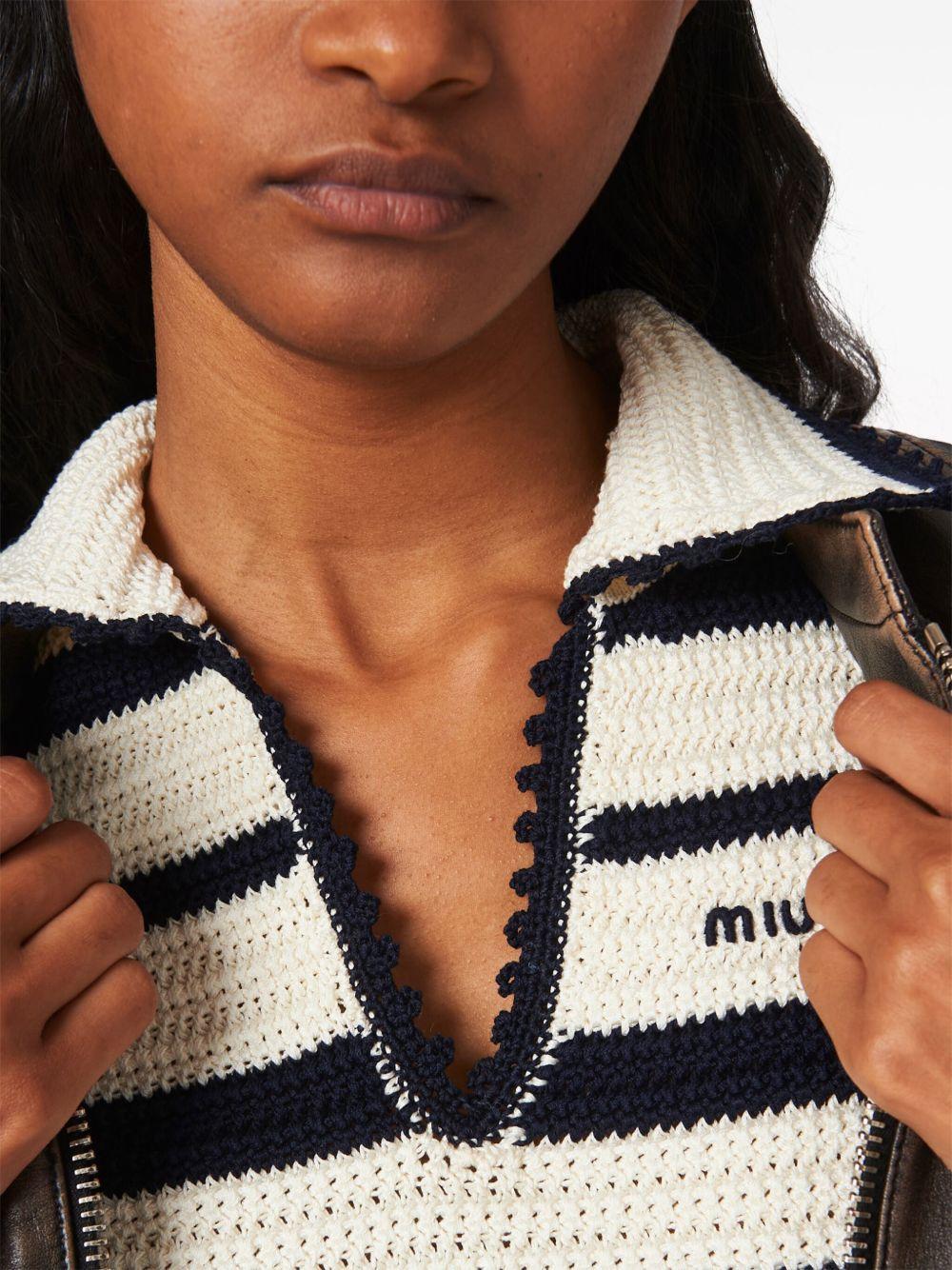 striped knitted polo shirt Product Image