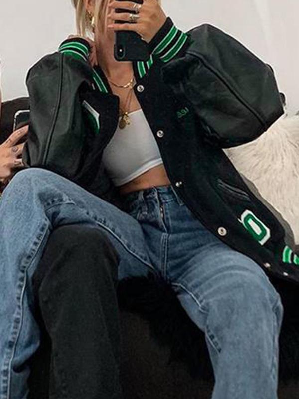 Oversized Logo Varsity Jacket Product Image