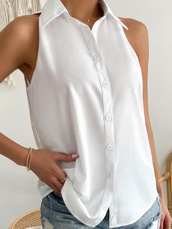 Loose Plus Size Solid Color Split-Joint Lapel Blouses Product Image