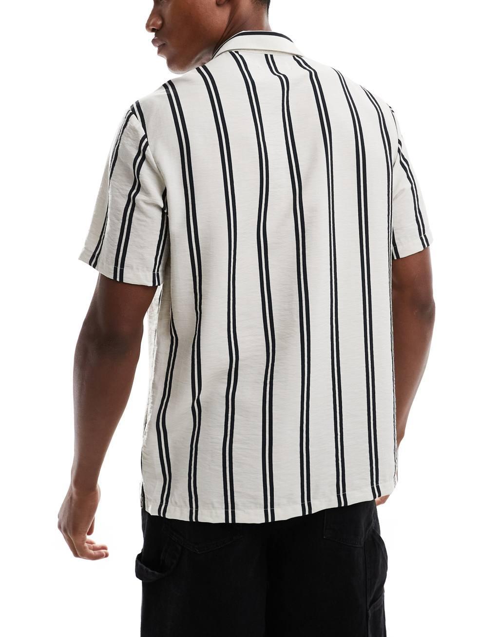 Bershka striped shirt in ecru  Product Image