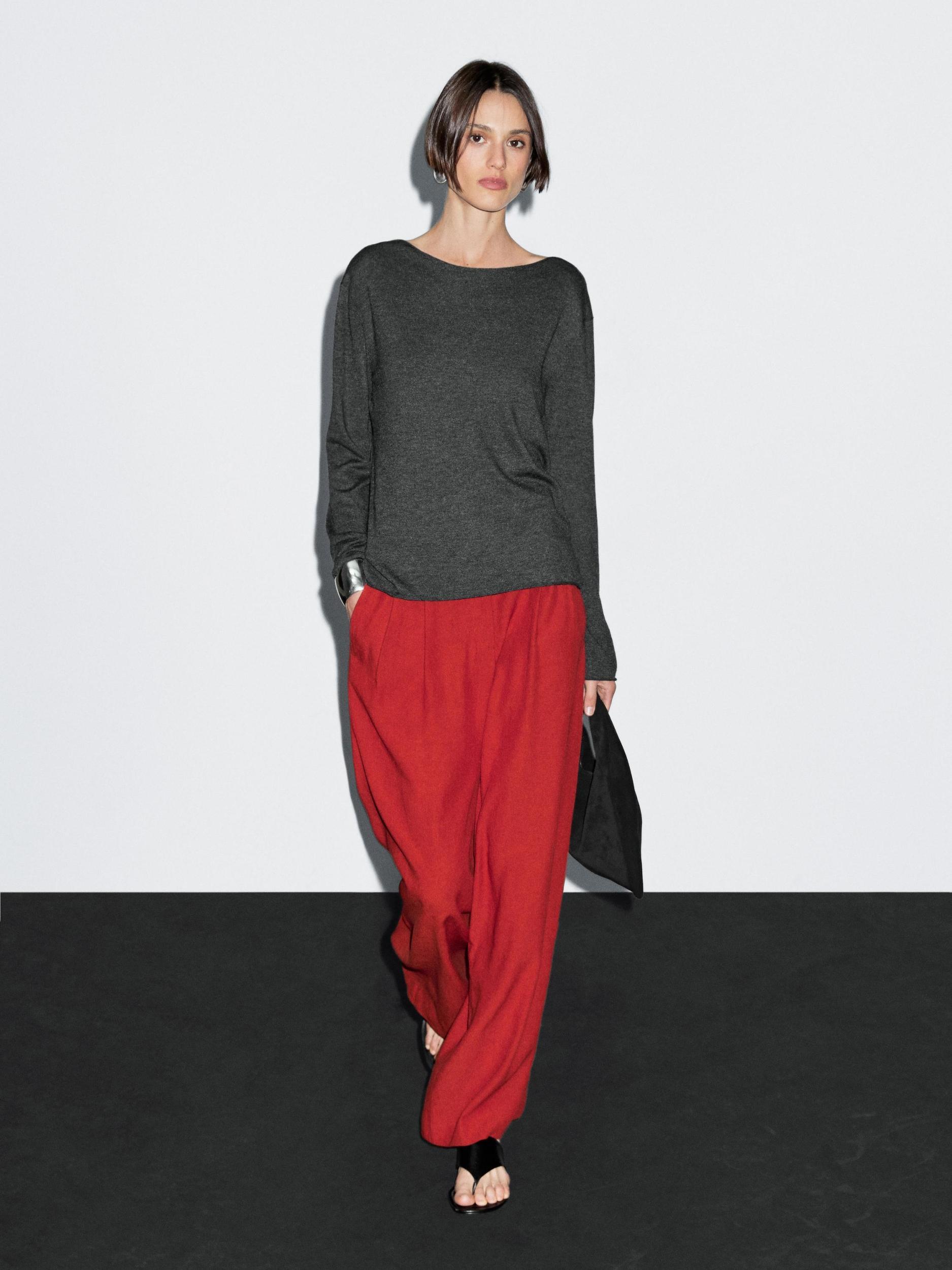 Wool blend boat neck sweater Product Image