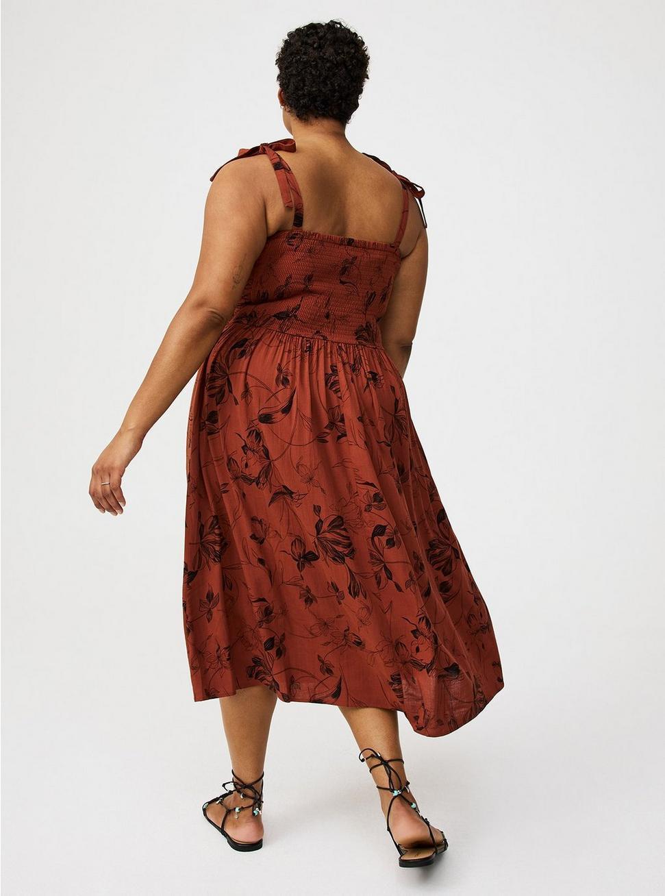 Shirred Tea Length Dress Product Image