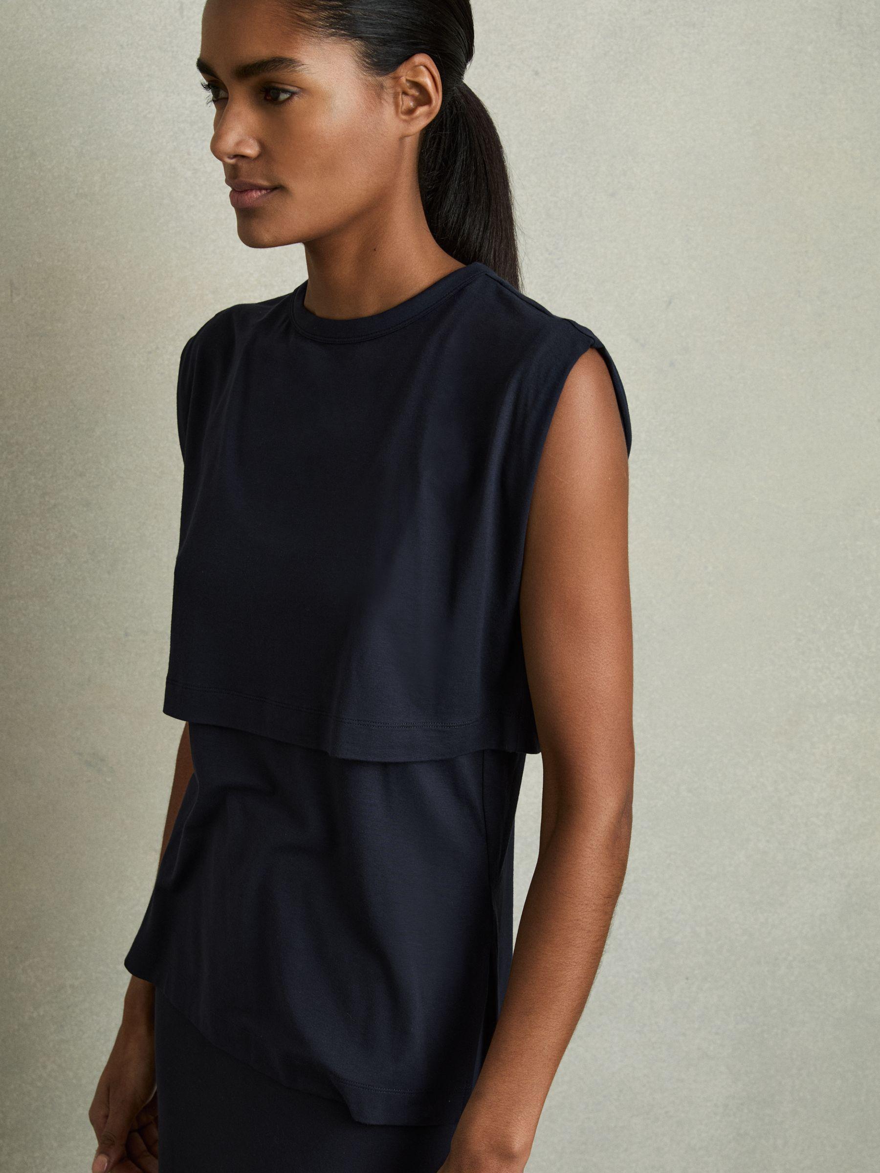 Double-Layer Sleeveless Top in Navy Product Image
