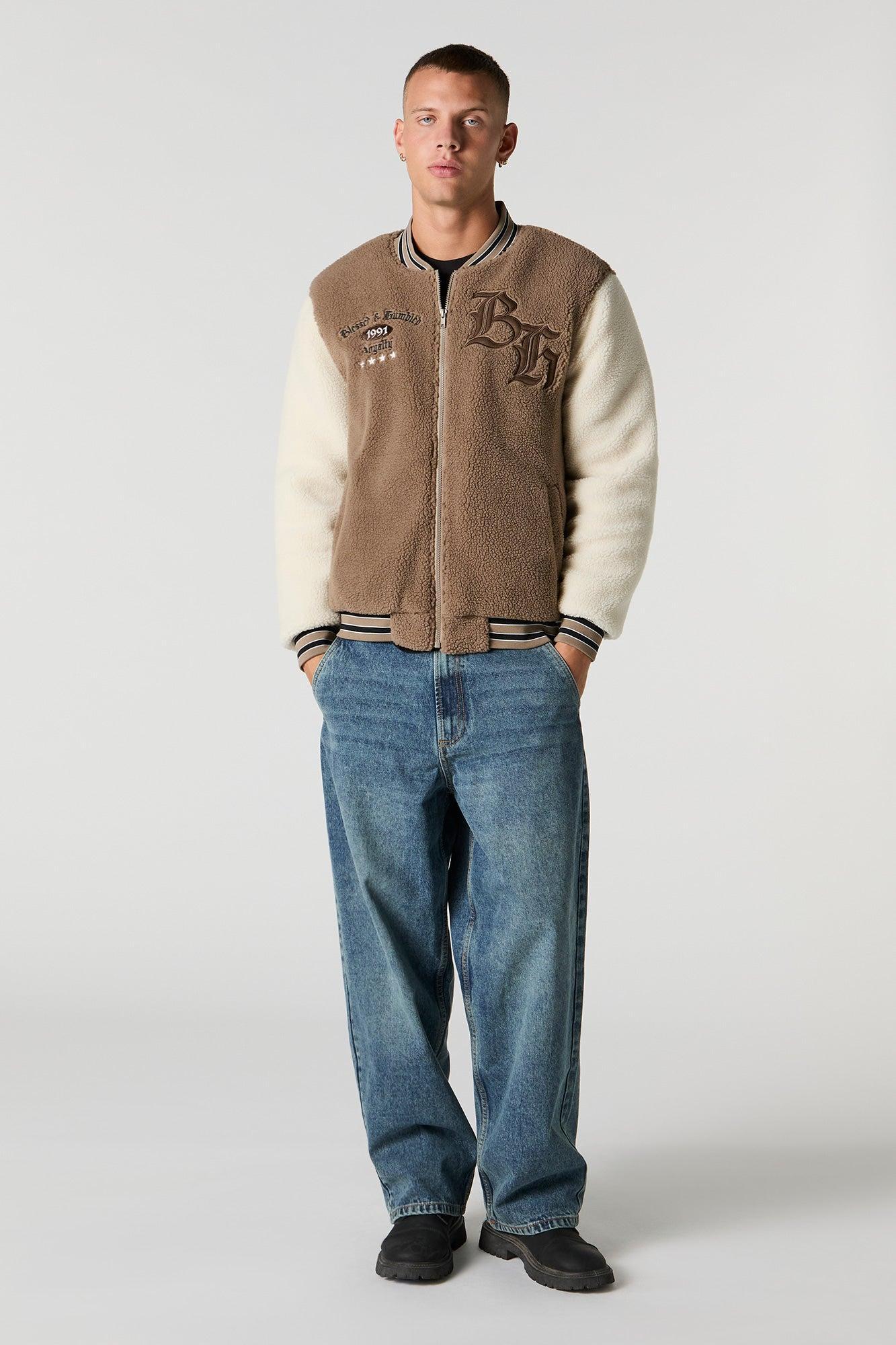 Sherpa Embroidered Varsity Jacket Male Product Image