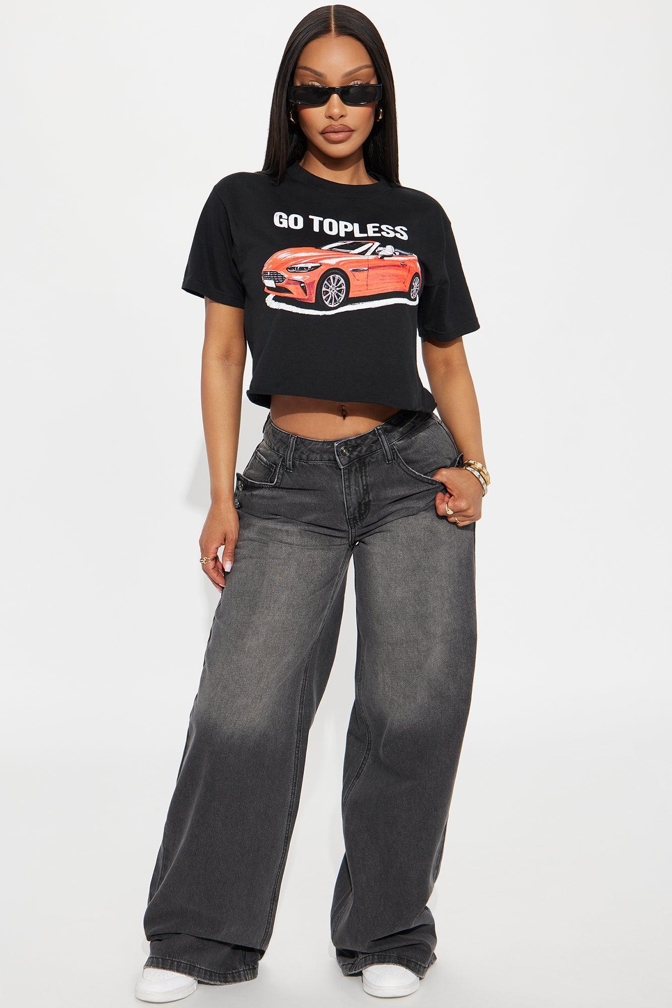 Go Topless Cropped Tee - Black Product Image