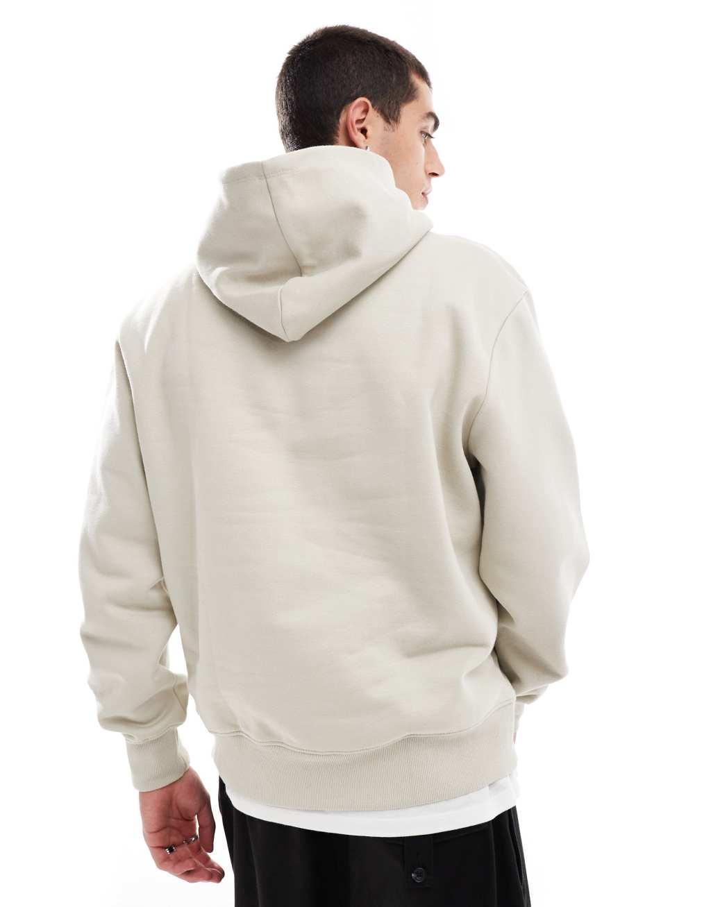 ASOS DESIGN premium heavyweight oversized hoodie in beige Product Image