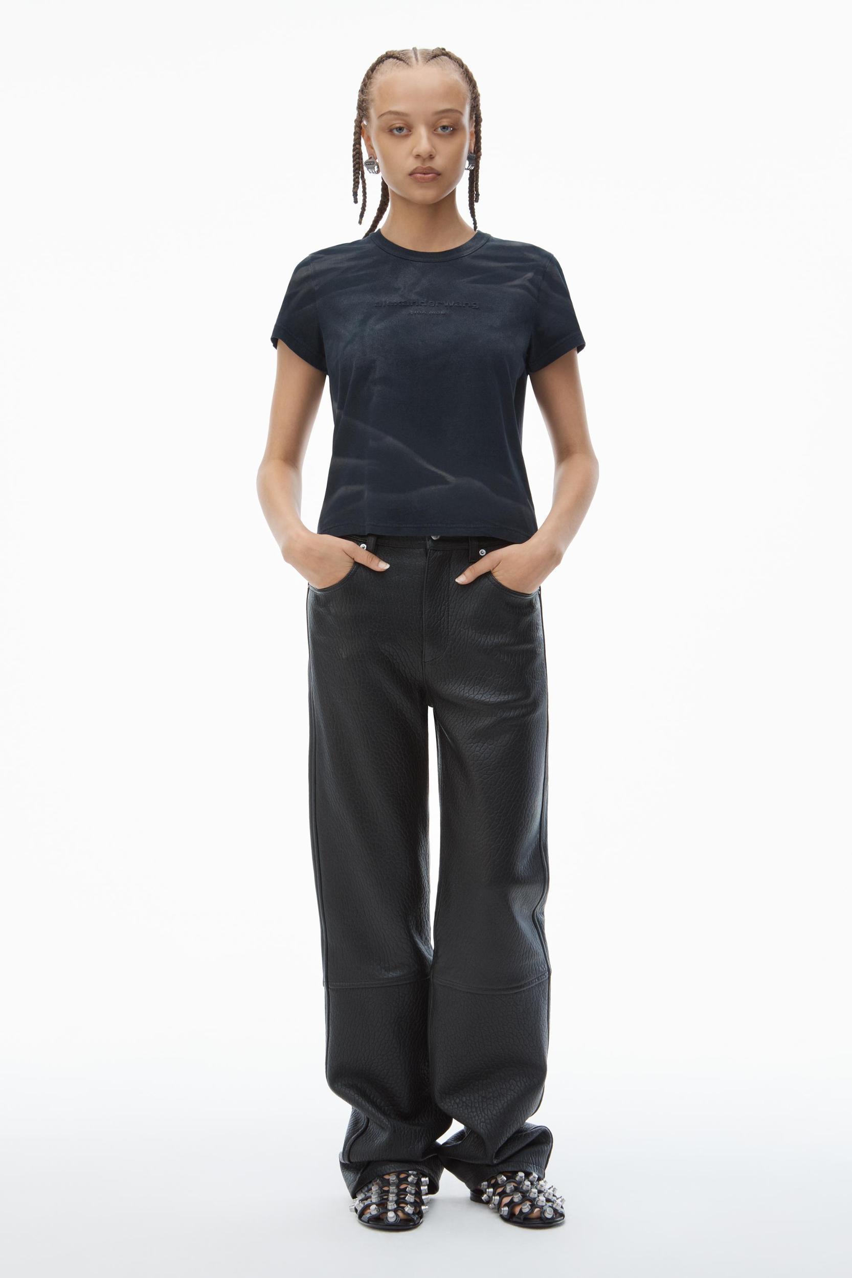 Distressed Logo Shrunken Tee In Cotton Jersey Product Image