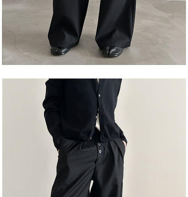 High Waist Plain Wide Leg Dress Pants Product Image