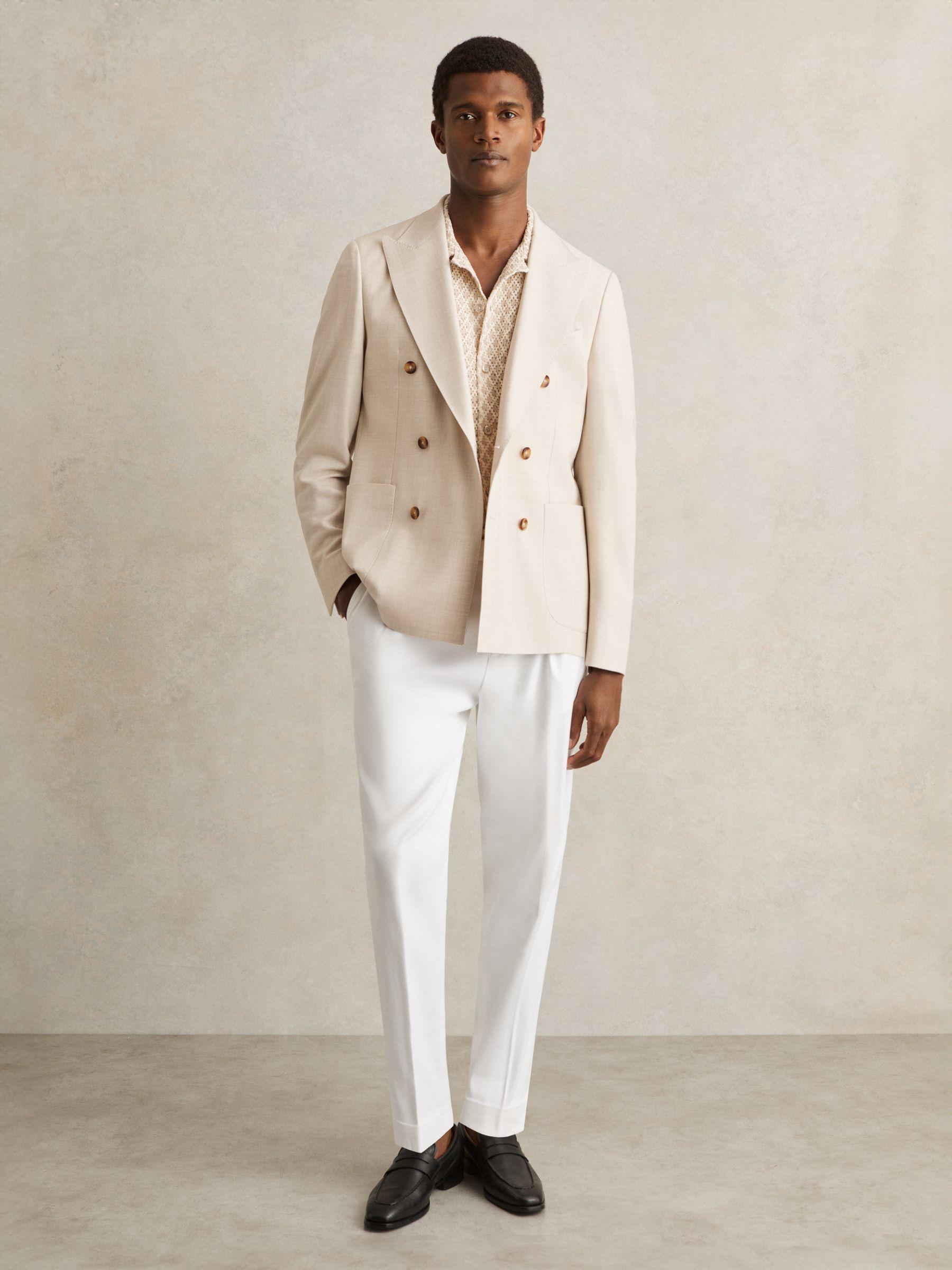 Cotton-Blend Tapered Trousers in White Product Image