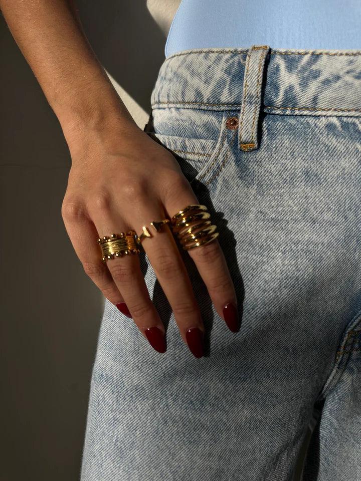 Plain Bands Stack Ring | Gold Stainless Steel Product Image