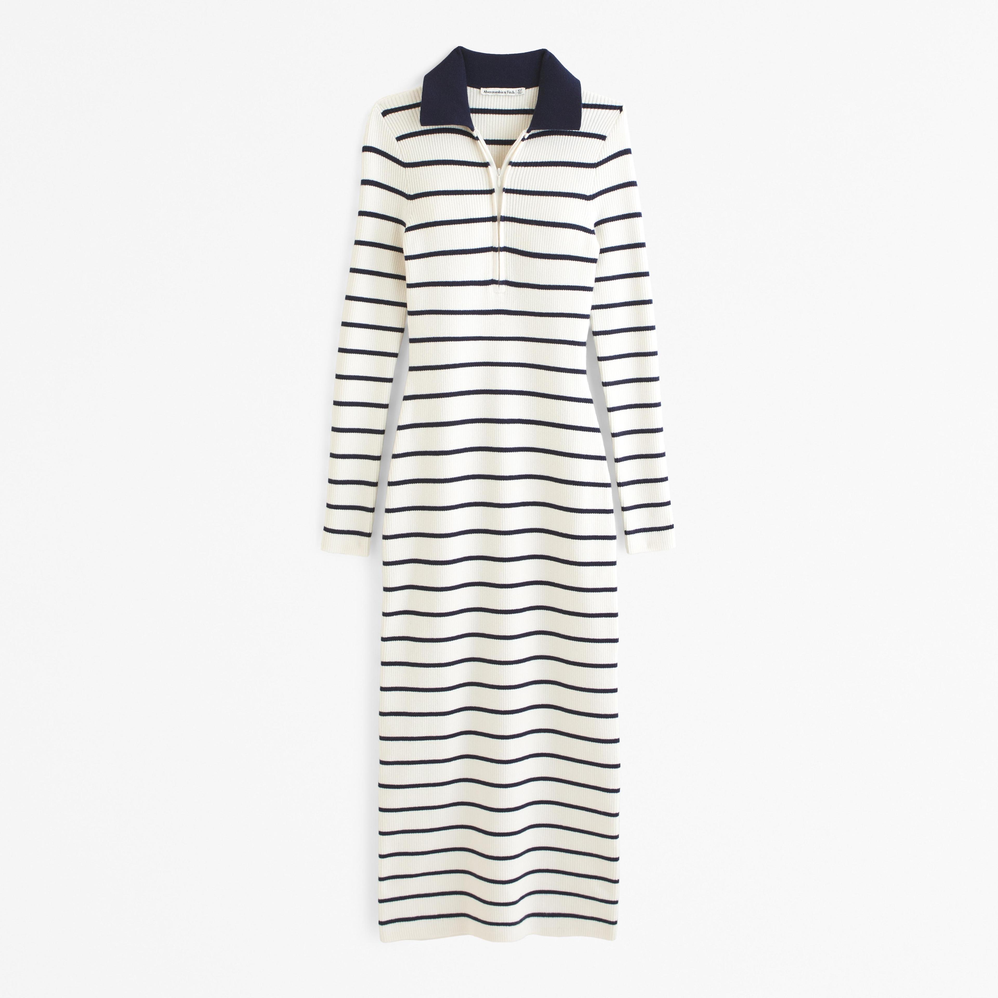 Long-Sleeve Half-Zip Maxi Sweater Dress Product Image