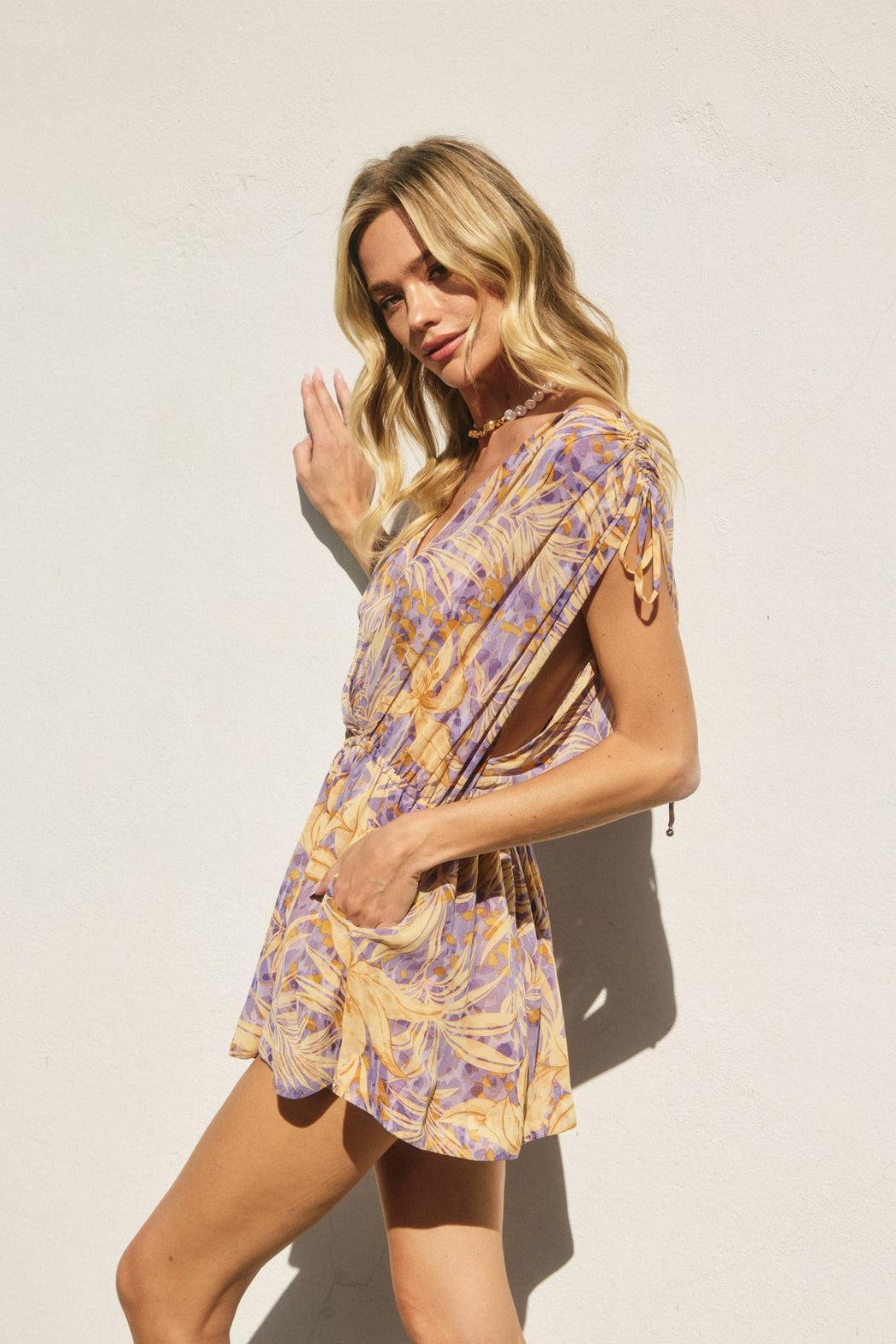 S/L Tie Back Flowy Romper Product Image