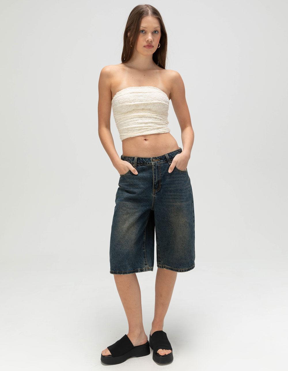 FULL TILT Texture Cinch Womens Tube Top - CREAM Product Image