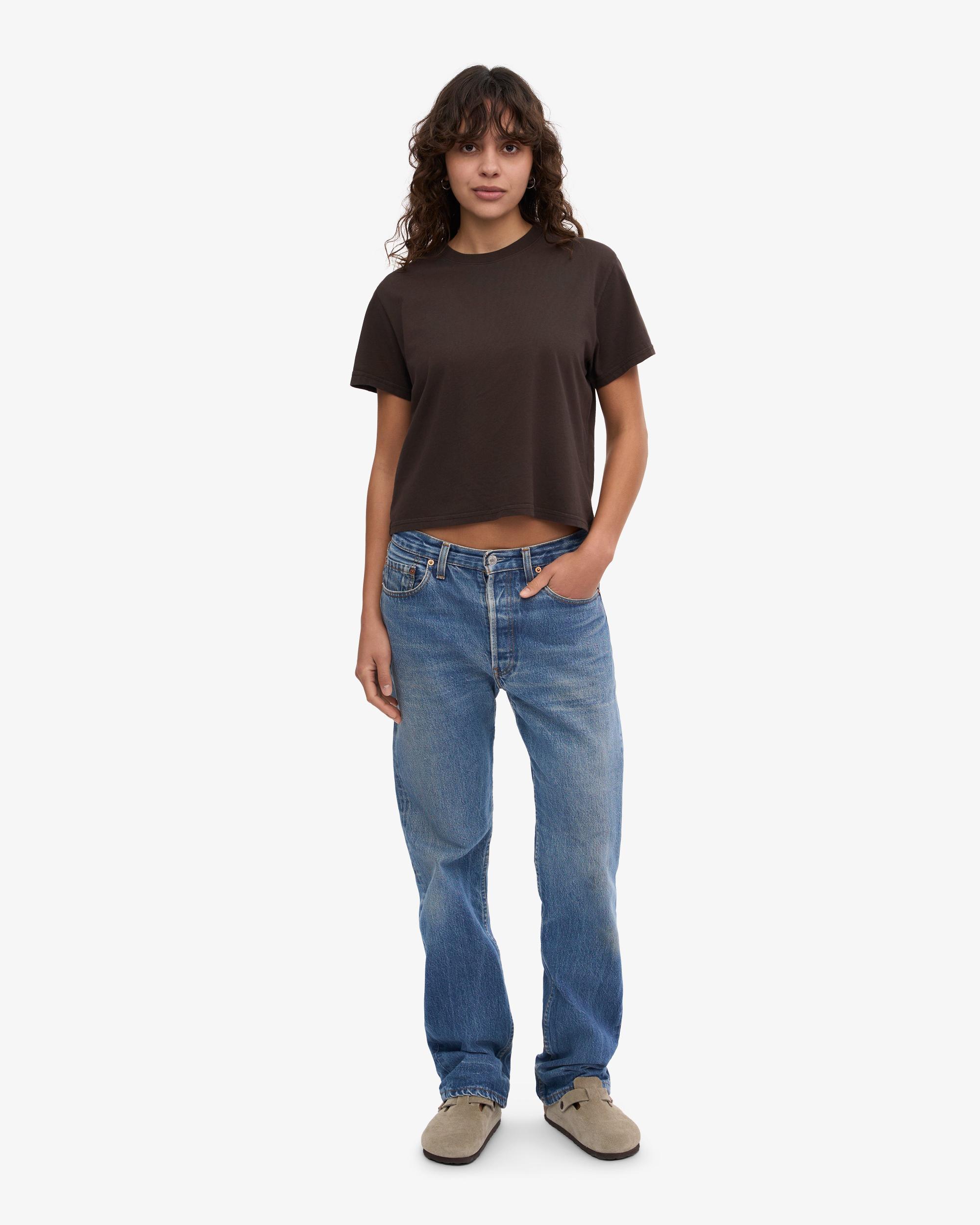 Organic Boxy Crop Tee - Petrol Blue Product Image