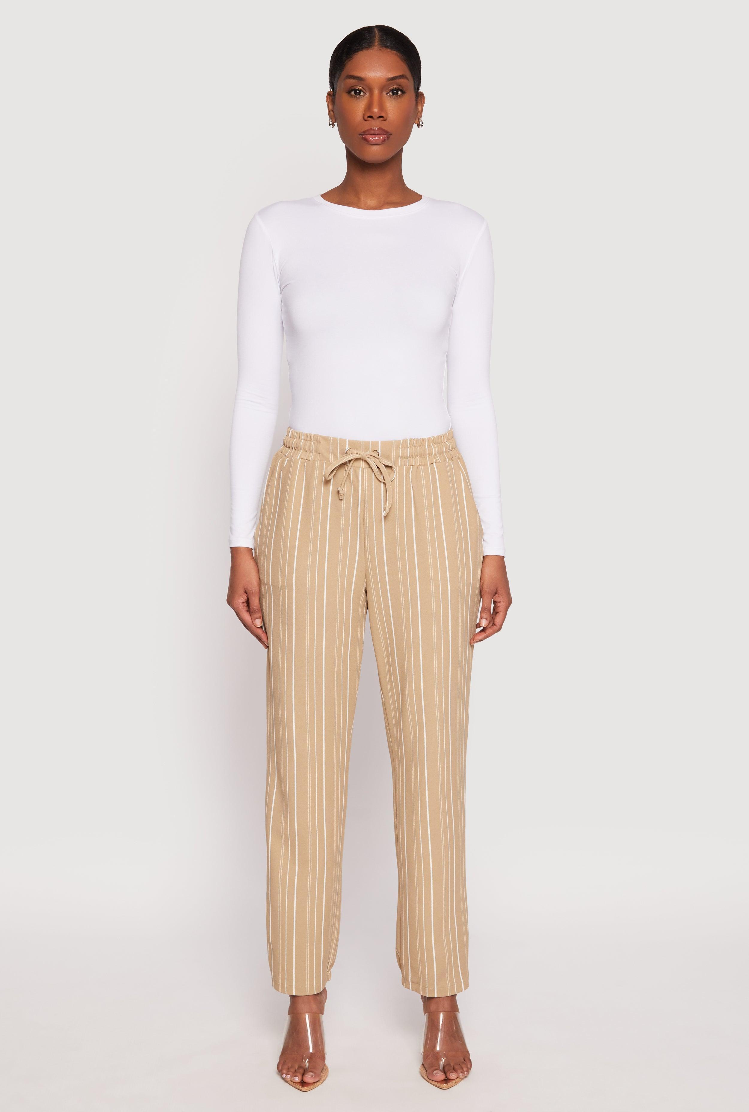 Womens Drawstring Striped Dress Pants Product Image