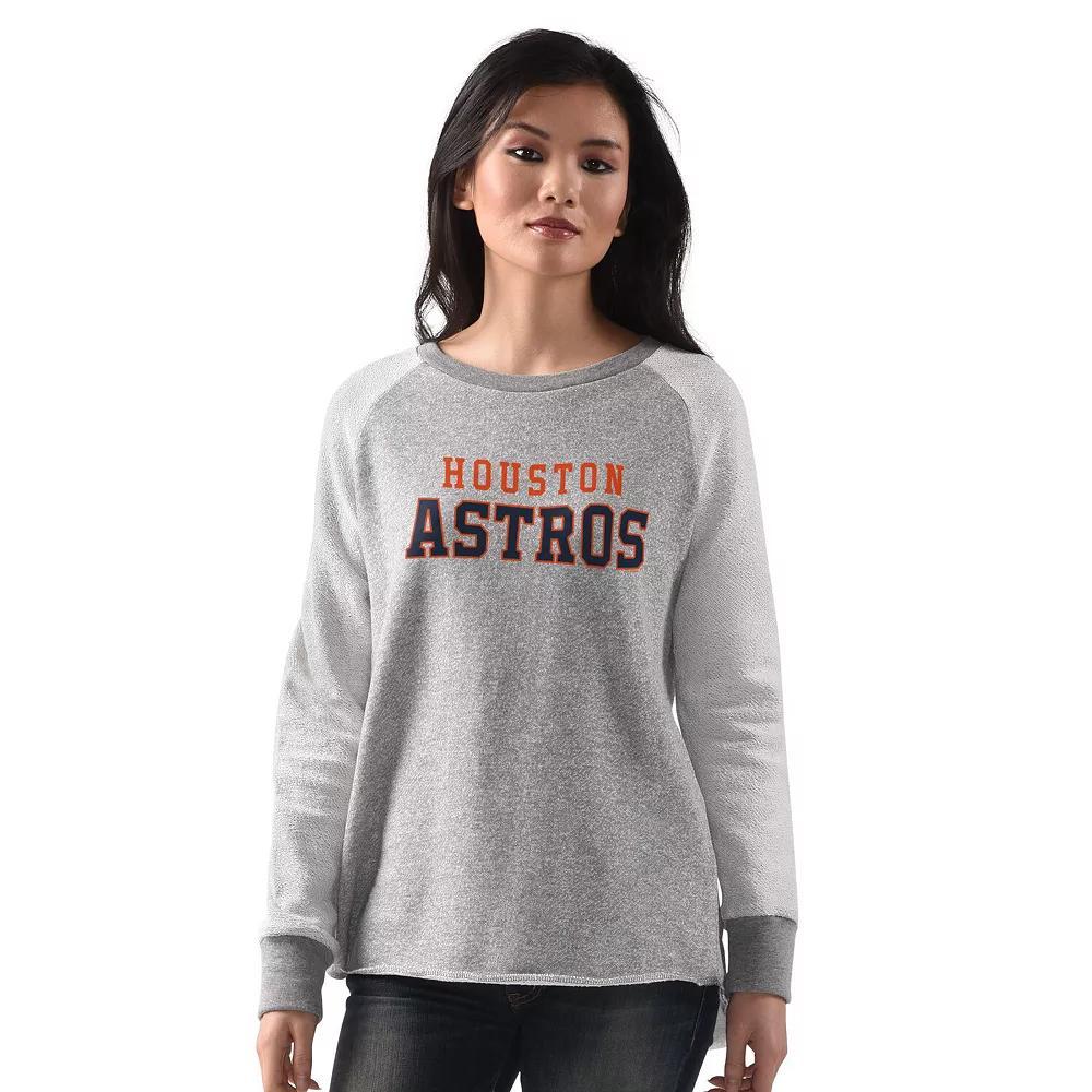 Women's G-III 4Her by Carl Banks Heather Gray Houston Astros Gridiron Raglan Pullover Sweatshirt,  Product Image