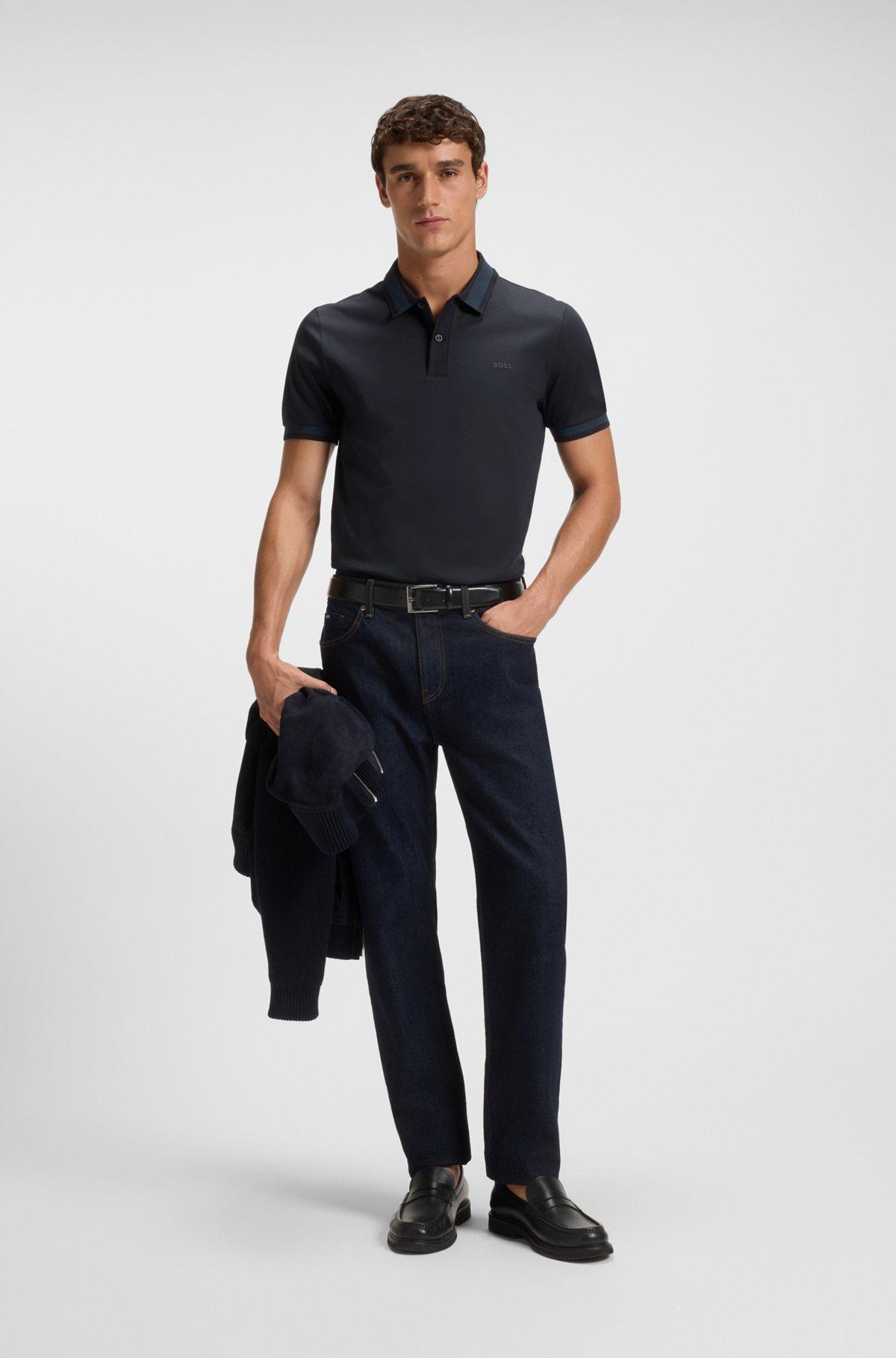 Paddy polo shirt with striped placket and logo Product Image