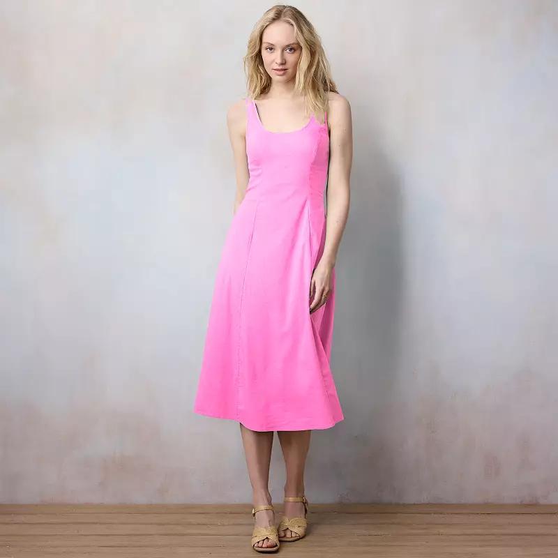 Womens LC Lauren Conrad Smocked Tie Waist Midi Tank Top Dress Product Image