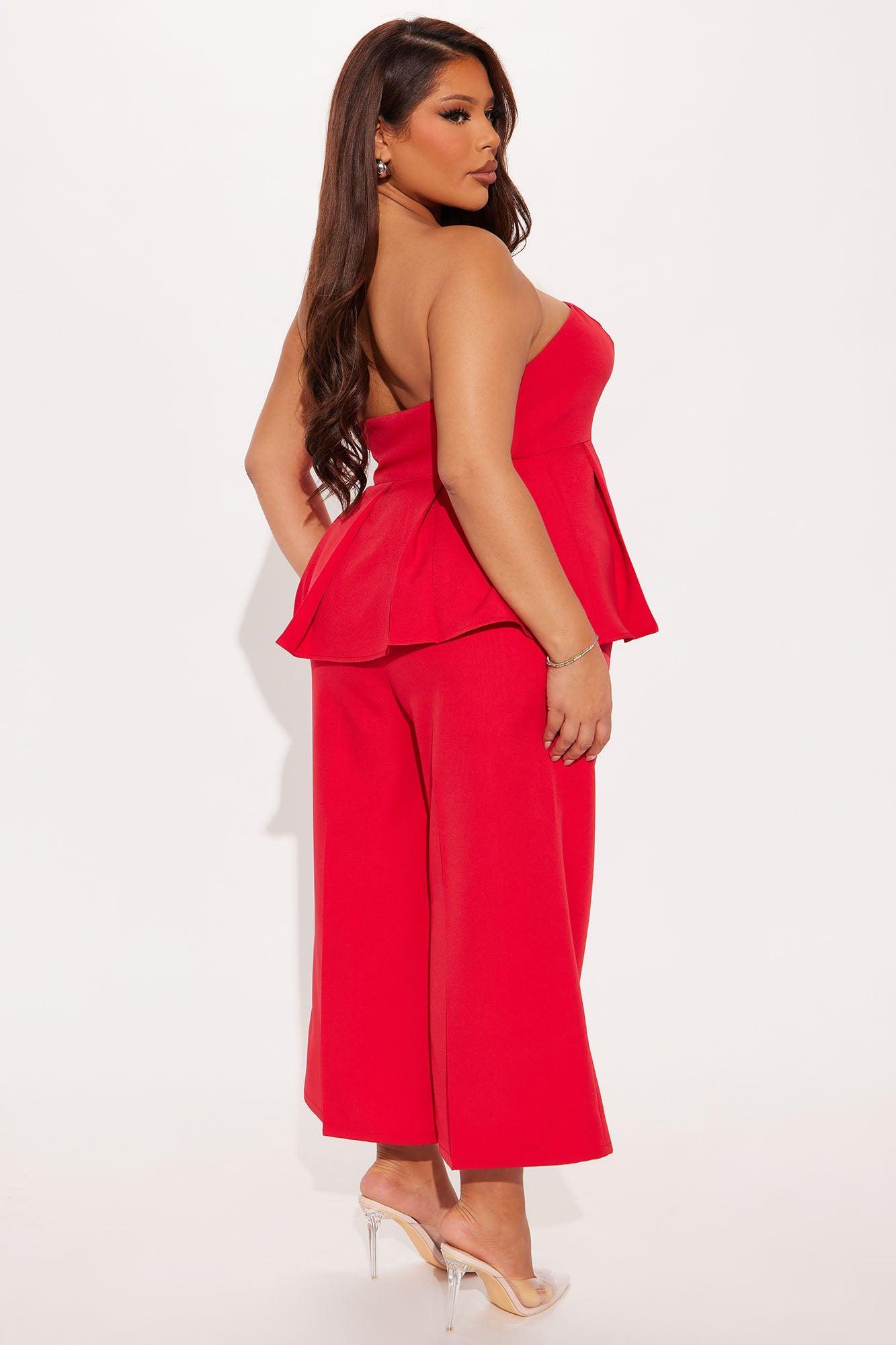 Roxie Peplum Pant Set - Red Product Image