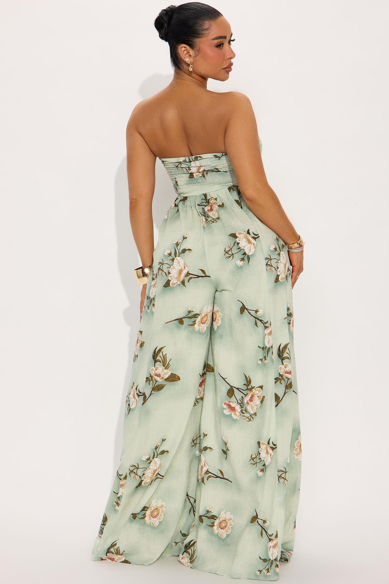 Scarlet Wide Leg Jumpsuit - Sage/combo Product Image