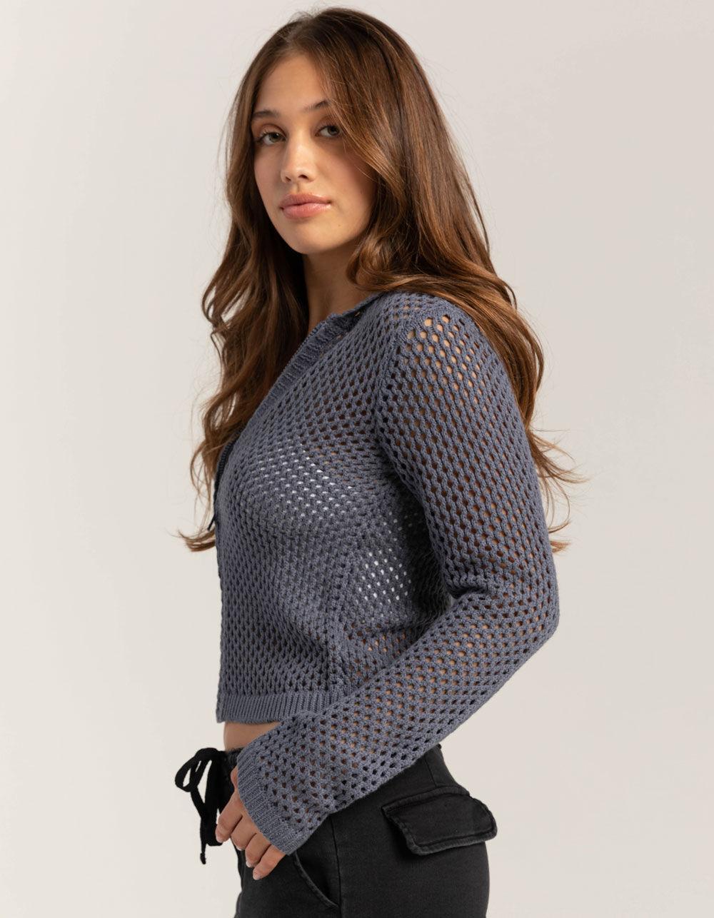 RSQ Womens Stitch Zip-Up Sweater - SLATE Product Image