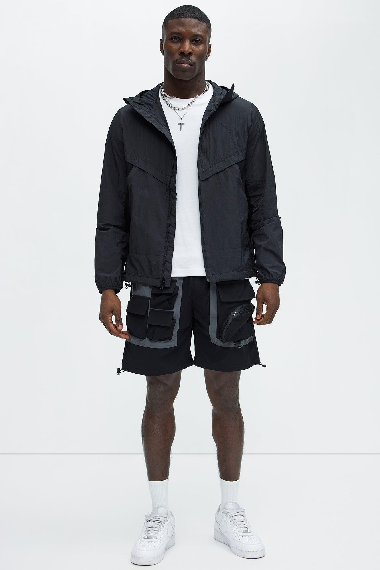 Mesh Panel Nylon Jacket - Black Product Image