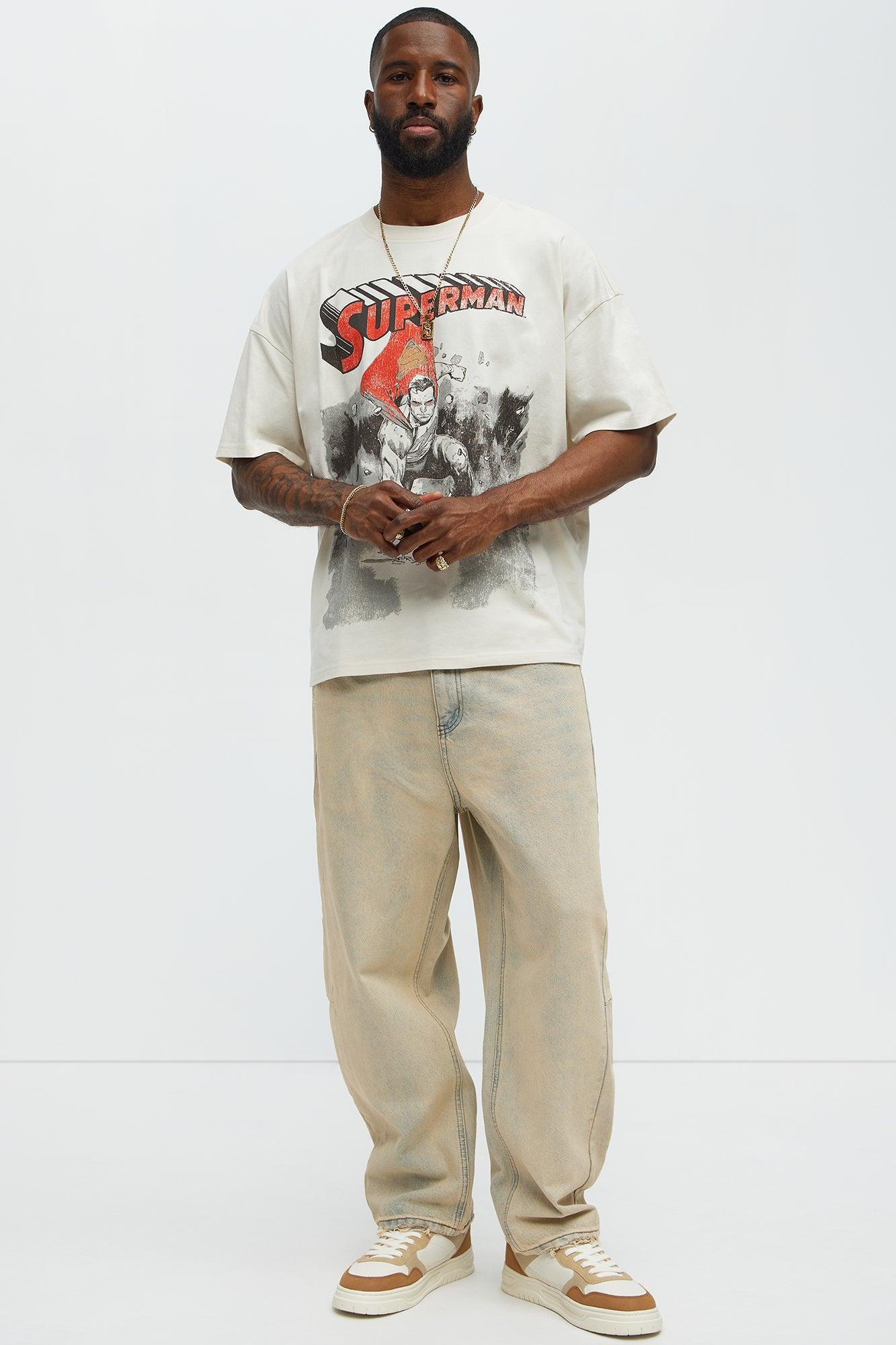 Superman Super Strength Oversized Short Sleeve Tee - White Product Image