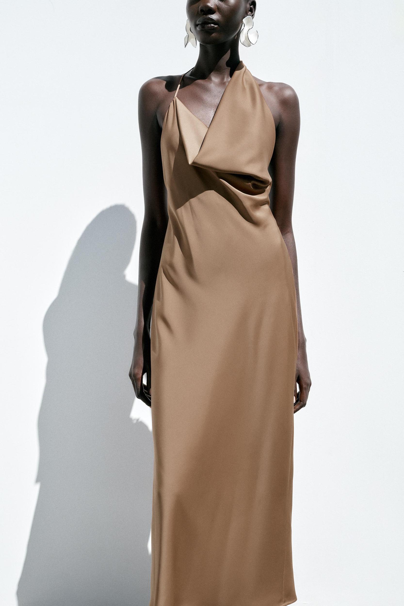 ASYMMETRIC SATIN MIDI DRESS Product Image