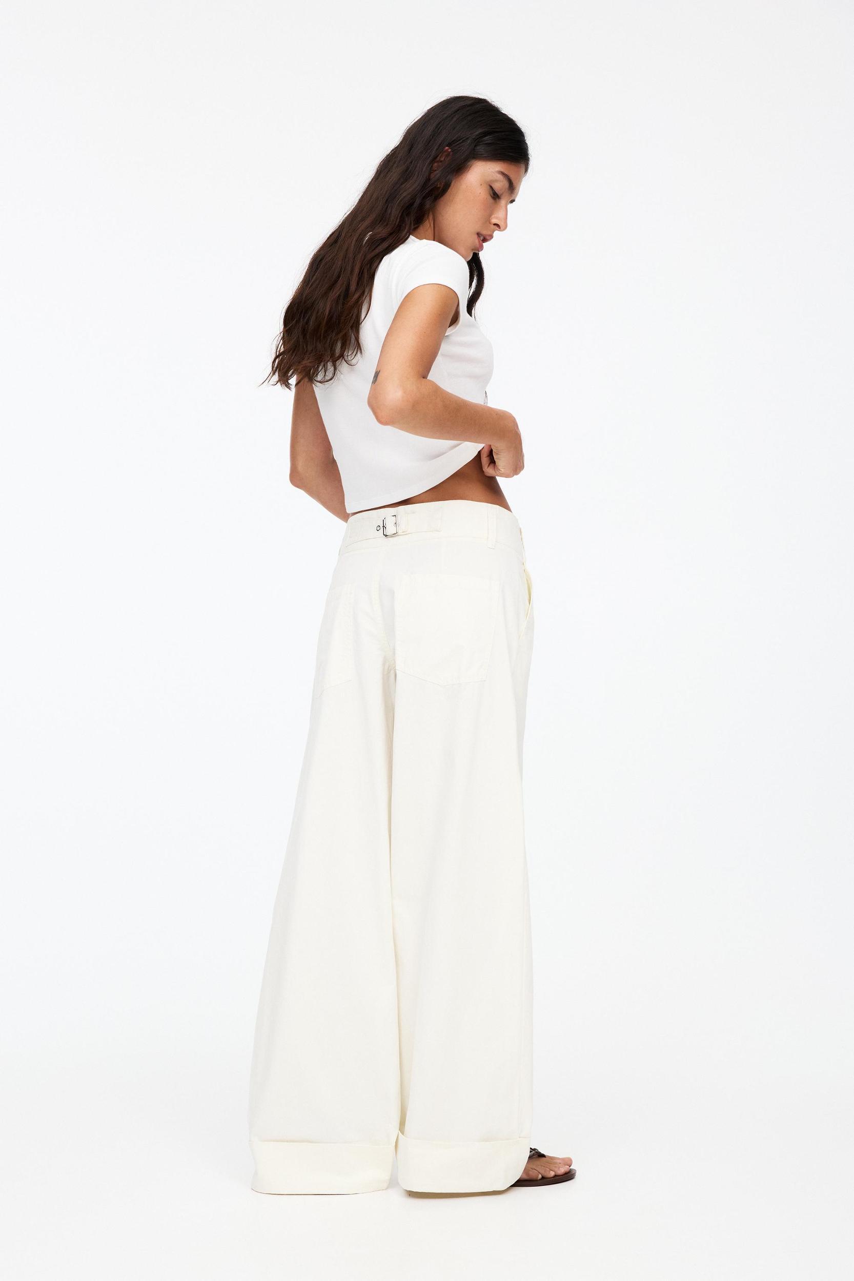 Wide leg pants with crossover waist Product Image