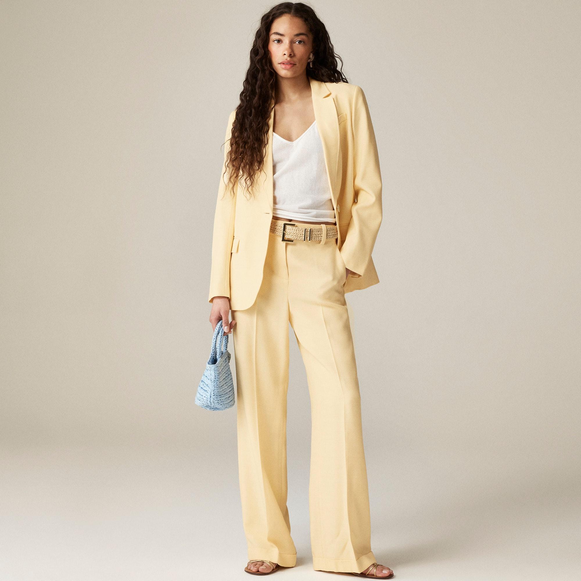 Cuffed wide-leg trouser in luster canvas Product Image