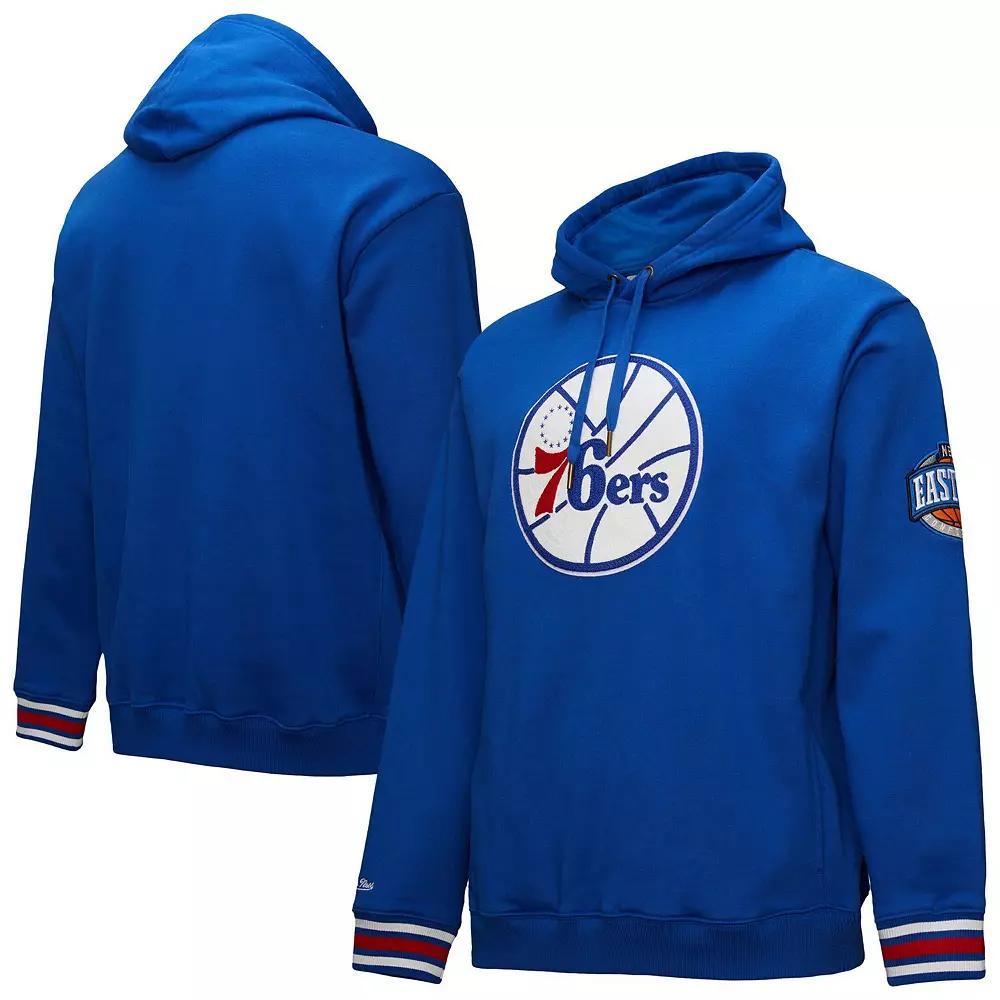 Men's Mitchell & Ness Royal Philadelphia 76ers Chainstitch Applique Vintage Heavyweight Pullover Hoodie, Size: Medium, 76r Blue Product Image