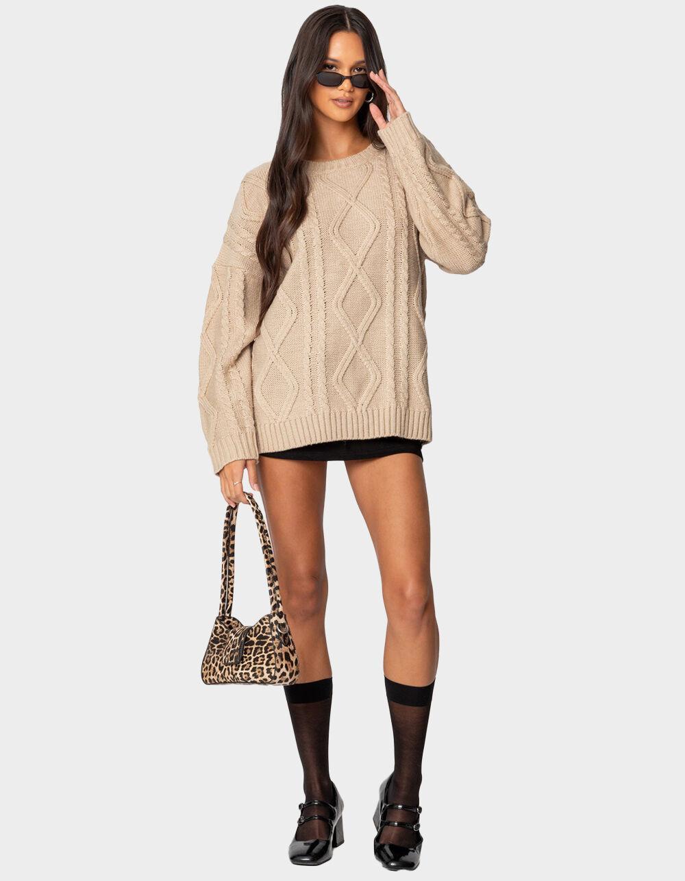 EDIKTED Kennedy Oversized Cable Knit Sweater Product Image