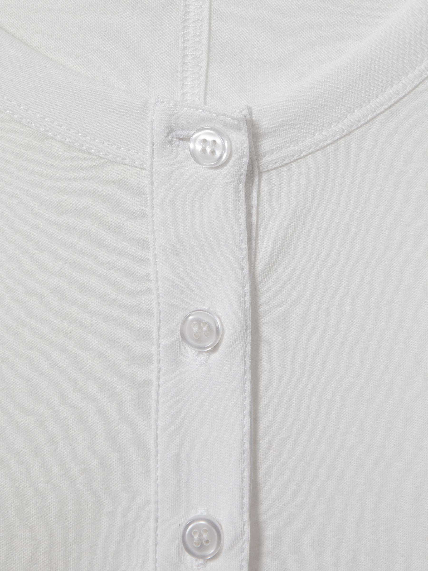 Cotton Henley Top in White Product Image