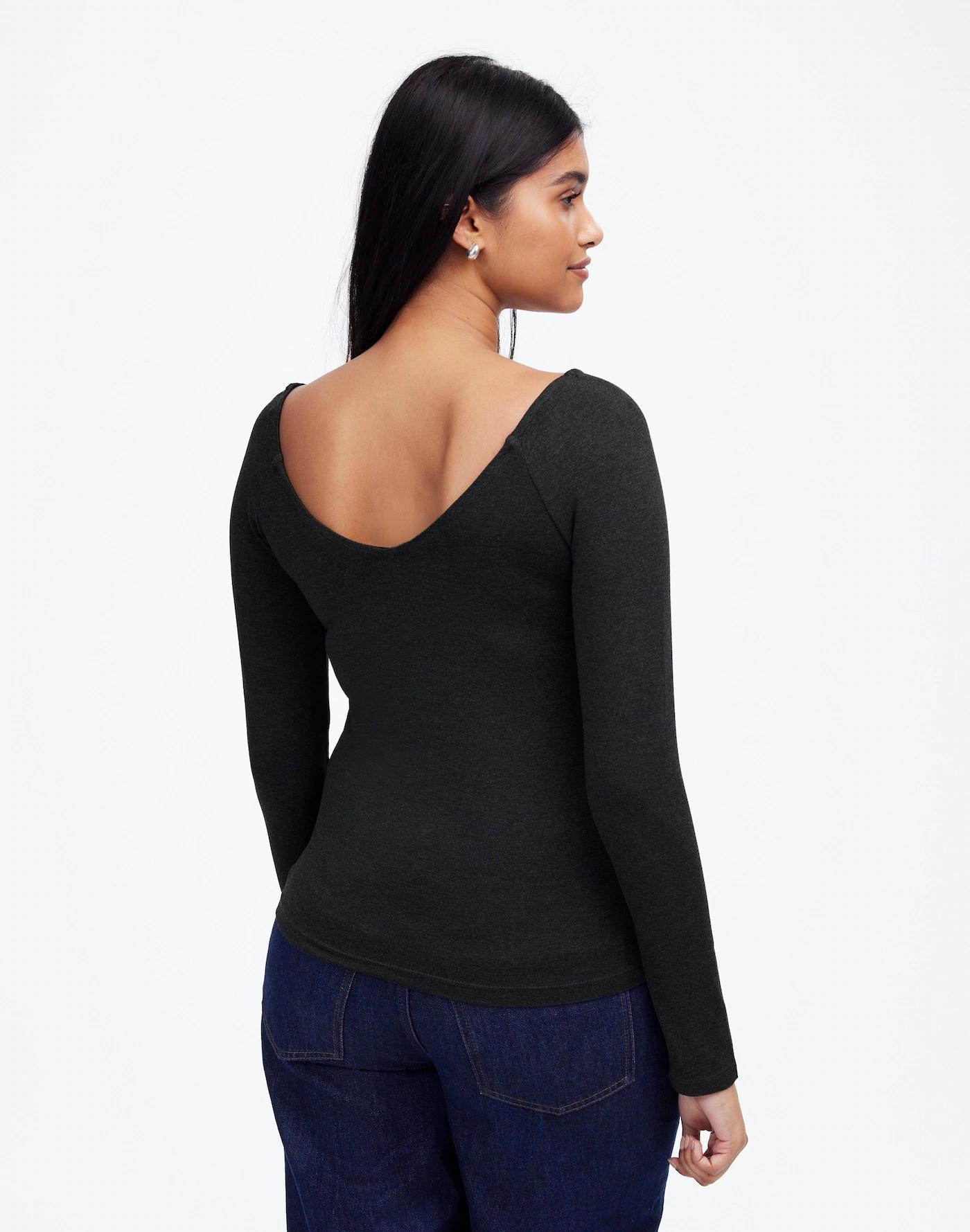 Jersey V-Neck Long-Sleeve Top Product Image