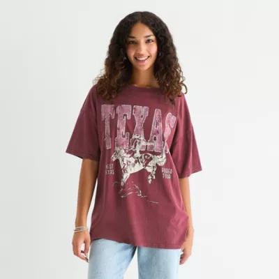 Arizona Womens Crew Neck Short Sleeve Oversized Juniors Graphic T-Shirt Product Image
