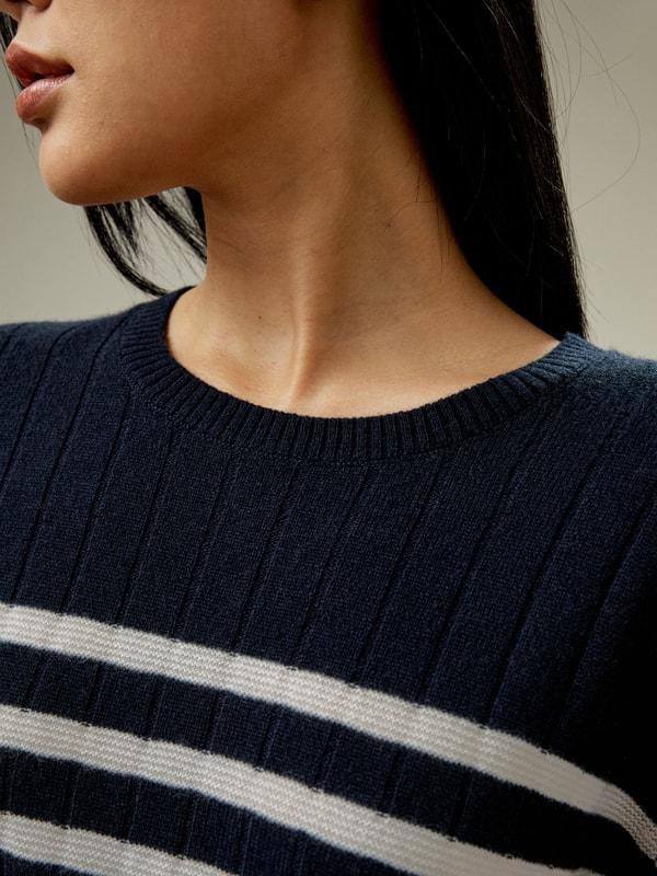 Drop-Shoulder Striped Cashmere Sweater Product Image