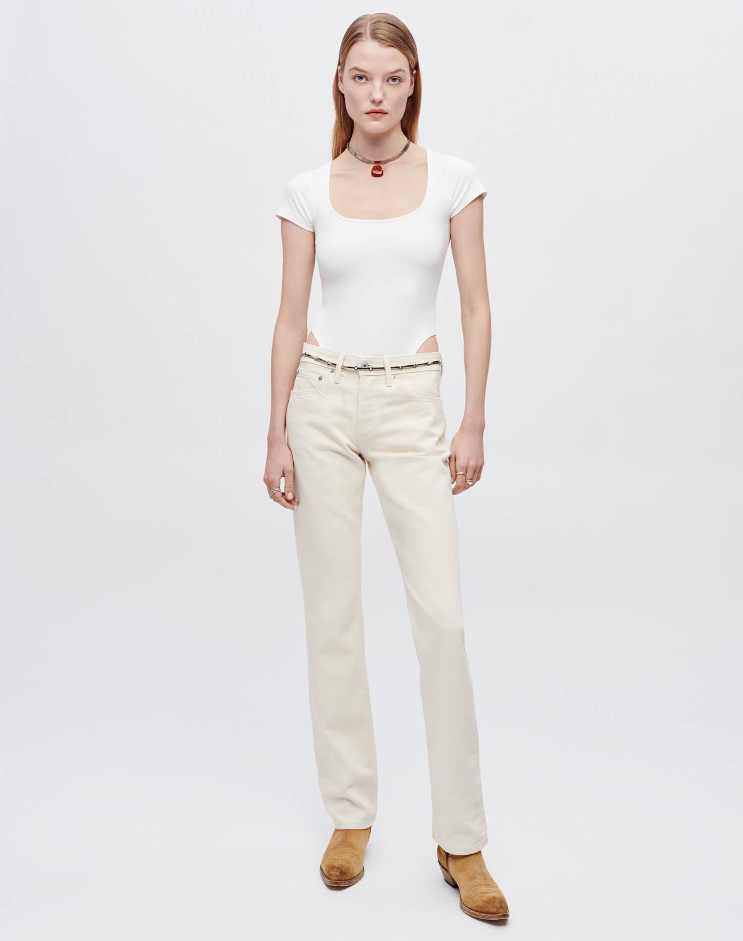 Square Neck Bodysuit - White Product Image