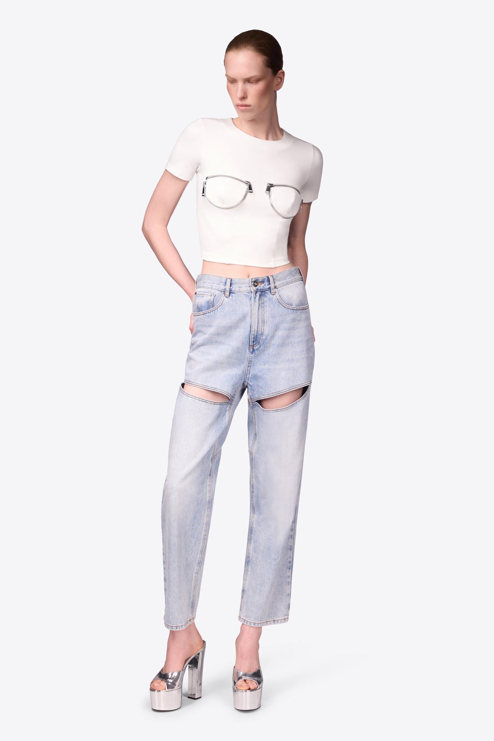 Zipper Bustier Cup T-Shirt Product Image