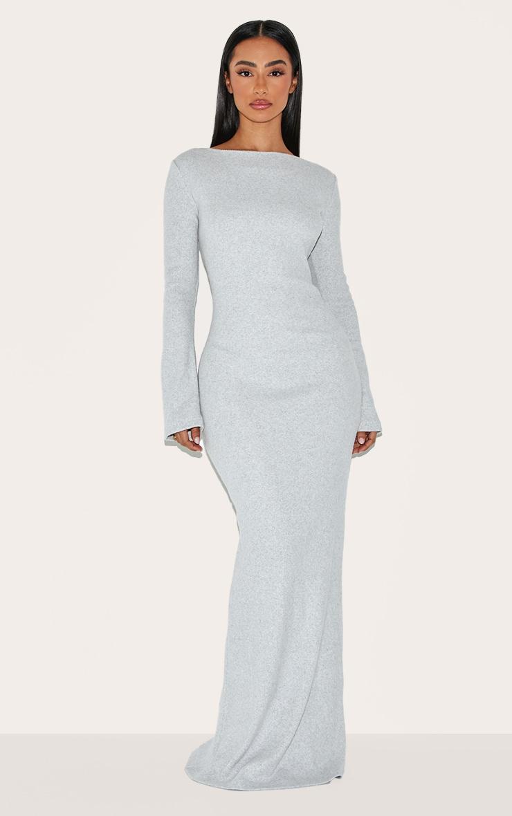 Petite Grey Ribbed Maxi Dress Product Image