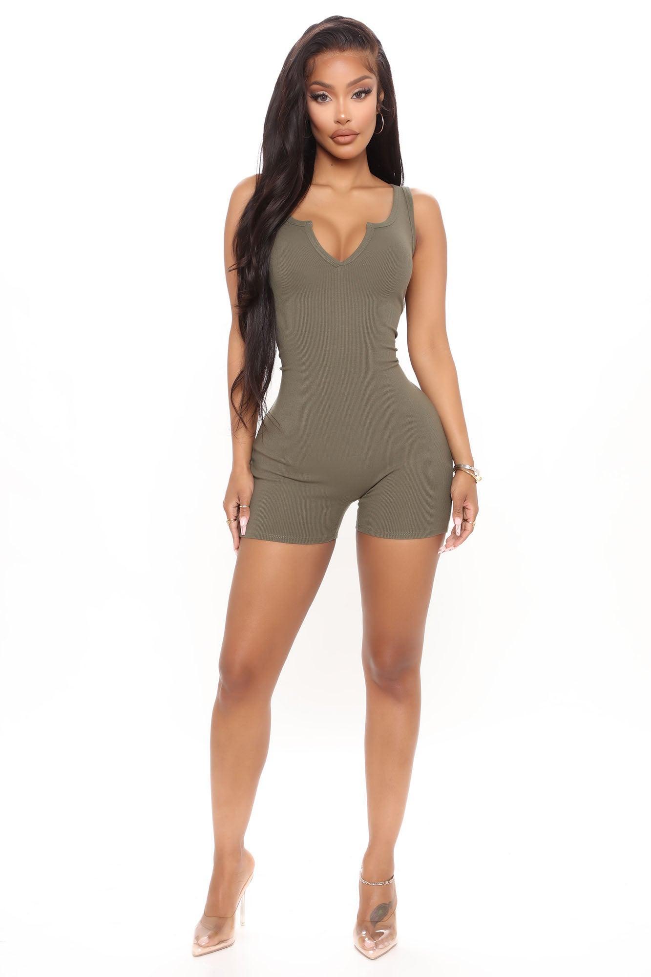 Notch On My Belt Romper - Olive Product Image